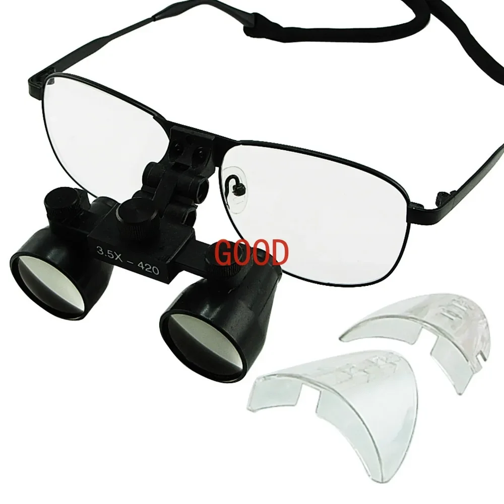 3.5x Magnification Galilean Dental Loupes Surgical Medical Titanium Frame 420mm