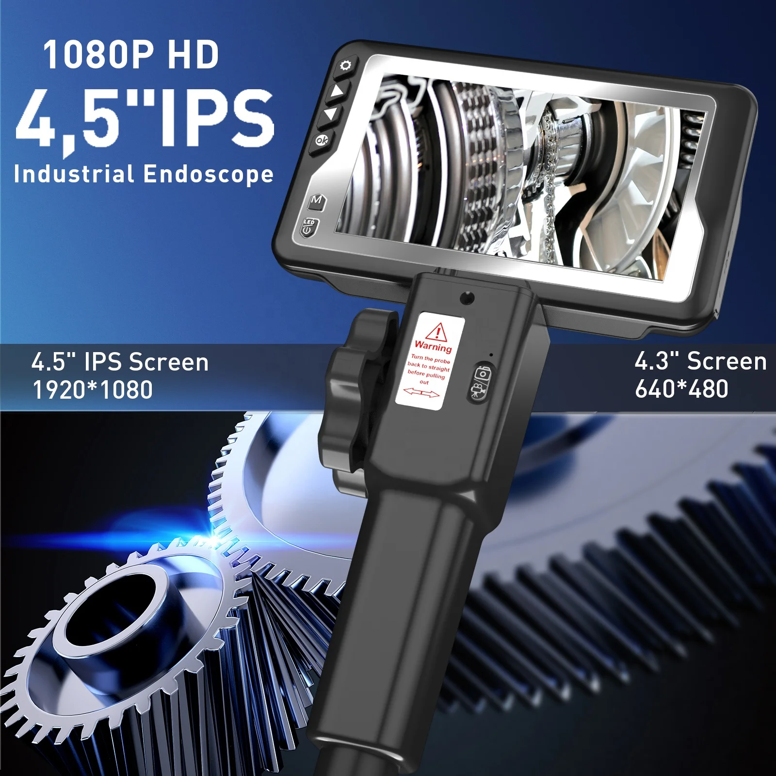 Ralcam 5.5 Inch HD Inspection Borescope 2 Way 180 Articulated Snake Camer 6 PCS Adjust LED Articulating Enborescope For Inspect