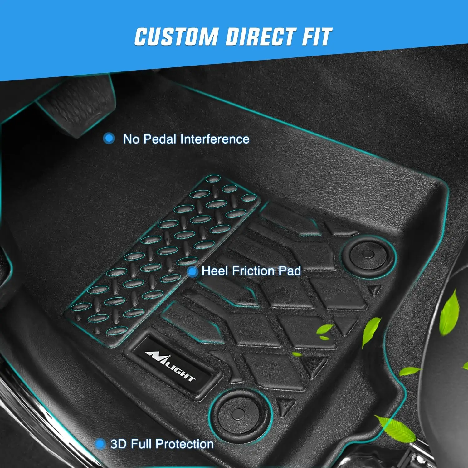 Nilight TPE Floor Mats for Honda Accord (Include Hybrid) 2023 2024 2025 2026 All Weather Custom Fit Heavy Duty Floor Liners
