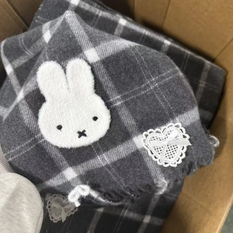 Miffy Scarf Y2k All-match Warm Scarf Spring and Autumn Travel Warm Simple Scarf Kawaii Autumn and Winter Warm Tool Holiday Gift