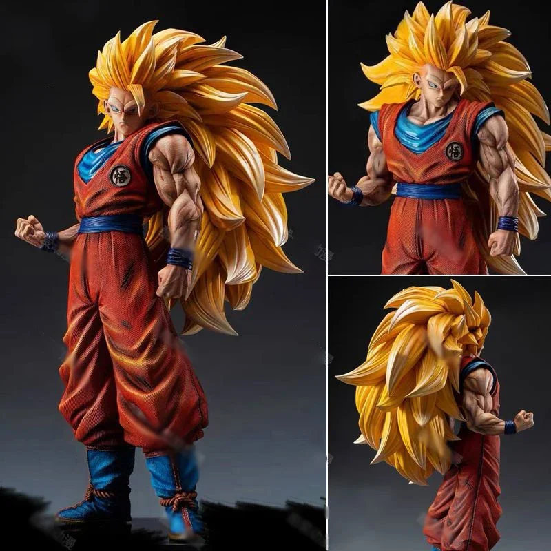 

30cm Dragon Ball Anime Figure Son Goku Super Saiyan 3 Action Figure Yellow Hair Pvc Figurine Decoration Collectible Model Toys