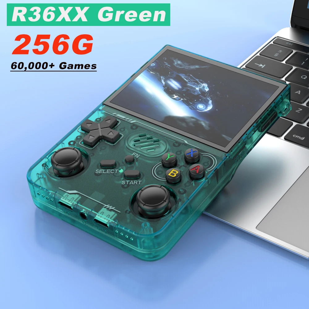 BOYHOM 256G R36XX Hand-held Game Consoles Video player RG35XX 3.5-inch IPS Screen Retro Game Player 3000 mAh 128G/64G Green