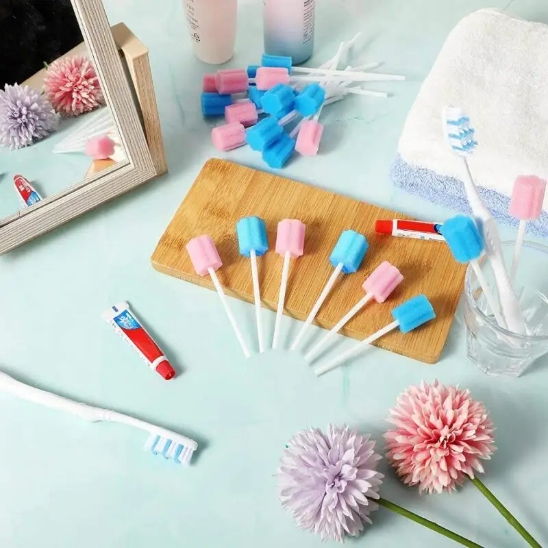 [100PCS] Disposable Mouth Swabs Sponge Oral Care Sponge Swab Tooth Cleaning- Unflavored & Sterile Oral Swabs Dental