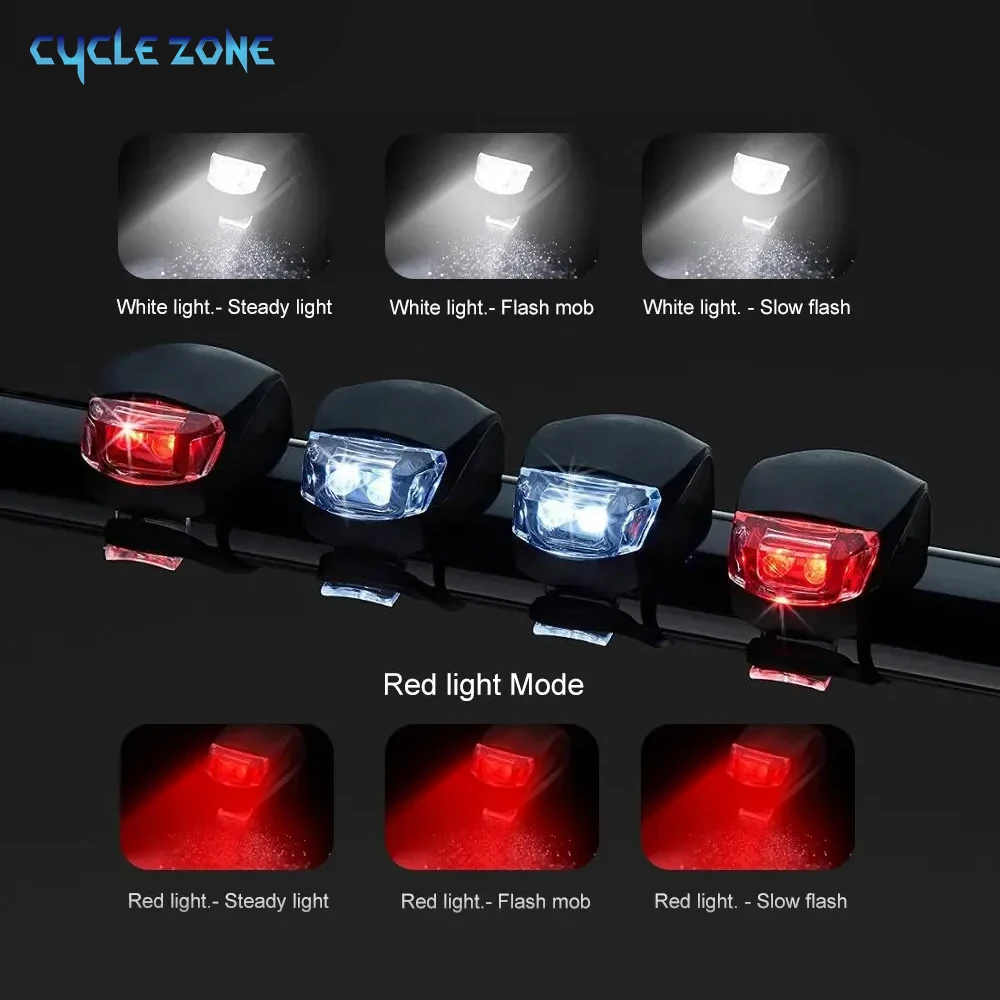 Bike Light Set Silicone Waterproof Bicycle Head Front Lamp and Taillight Flashlight for Bike Warning Lights Cycling Accessories