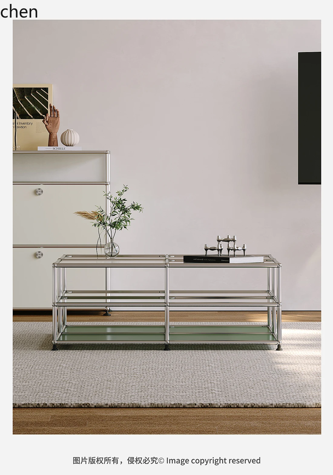 

QZT stainless steel coffee table living room home coffee table decoration home figures