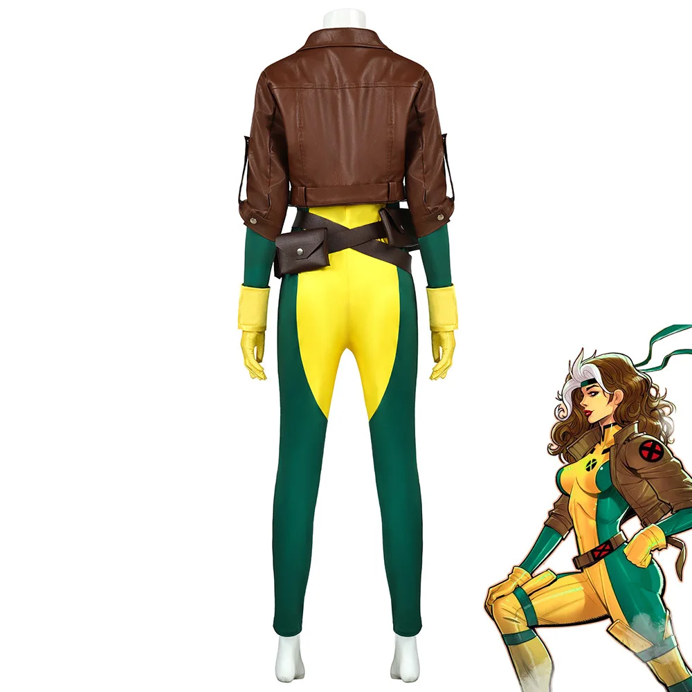 éguisement Cosplay Rogue Anna Marie X-Men '97 Tenue Super Héros Complète avec Veste et Combinaison pour Femme Halloween Comic Co view 6
