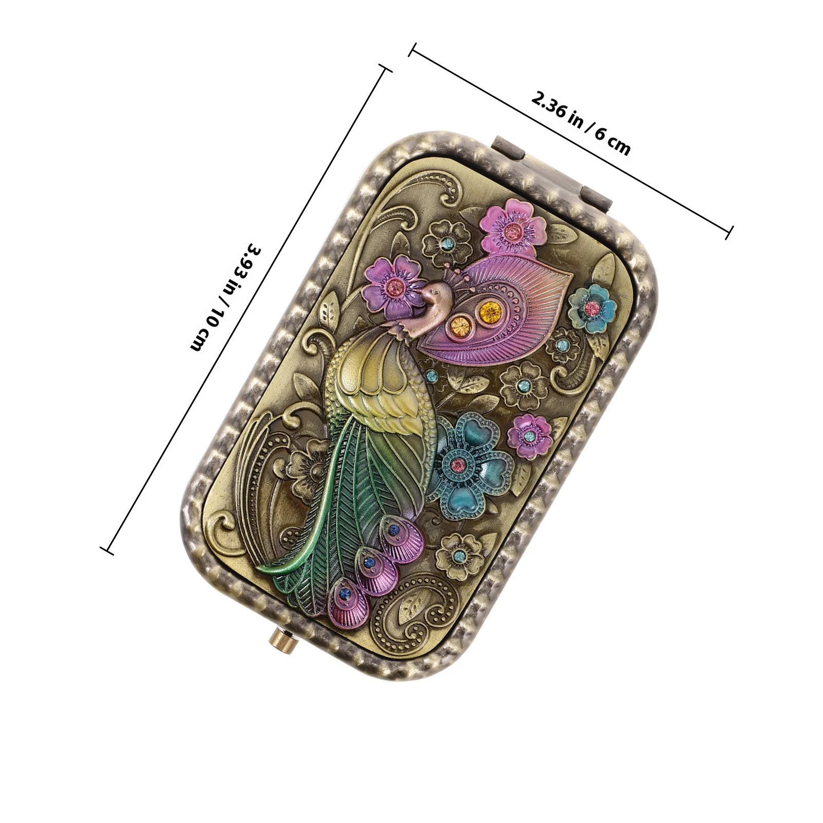 Miroir de maquillage Portable Vintage pliable en métal, miroir de voyage Compact pour femmes, poches rondes, outil de beauté