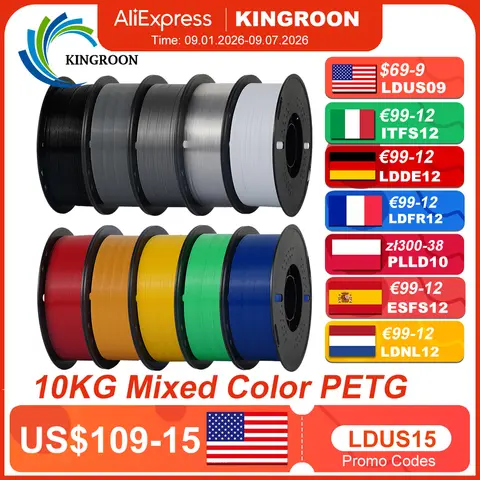 KINGROON 10KG 1.75mm PETG Filament Tangle-Free, High Quality 3D Printing Eco-friendly Plastic Consumables 22LBS, Vacuum Packaging 3D Printing