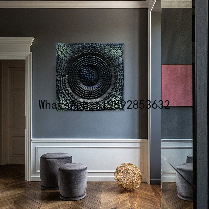 PYJ modern handmade three-dimensional wood art installation painting living room entrance decorative painting