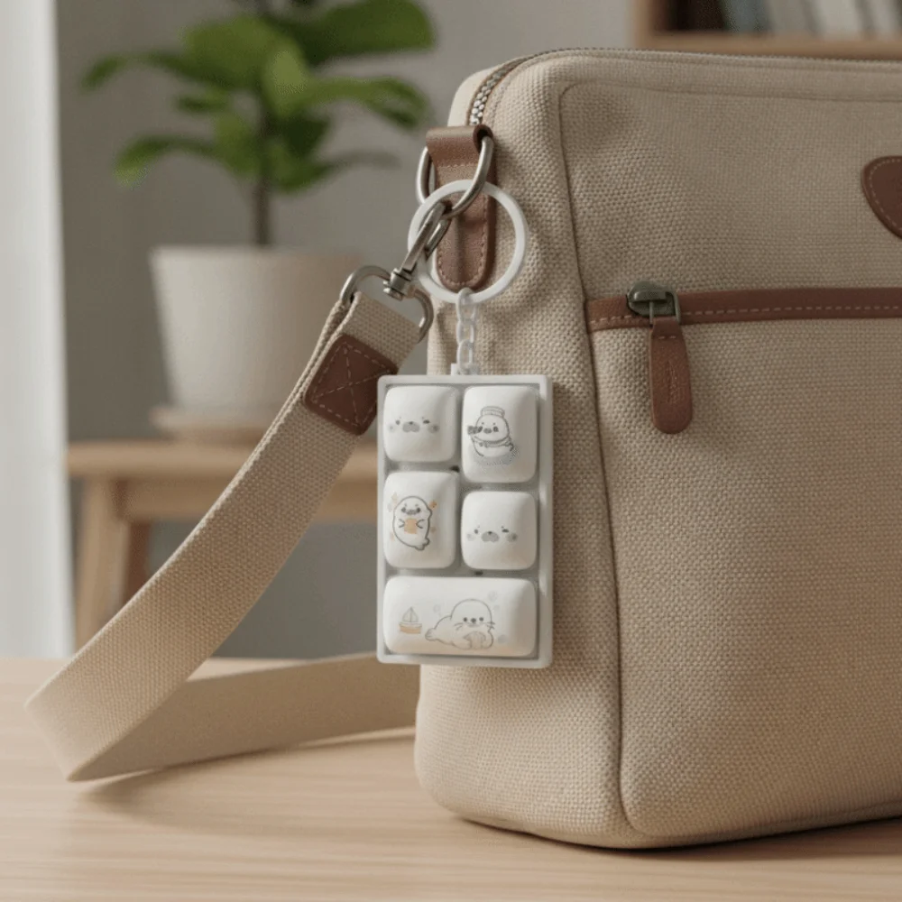 5 Keys Decompression Button Cute Design Small Gift Seal Keyboard Pendant Creative Style Bag Hanging Ornament