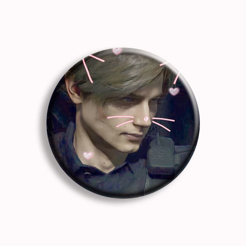 I Love Leon Kennedy Button Pin Creative R-Resident Evil Game Leon Funny Meme Cartoon Brooch Badge Bag Decor Fans Collect Gift