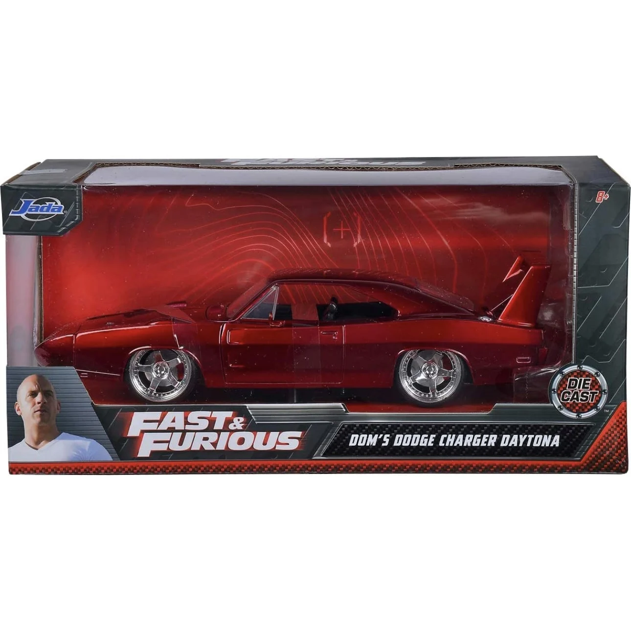 Jada Toys Fast & Furious Dom\'s Dodge Charger Daytona DIE-CAST Car, 1: 24 Scale Red for Kids and Adults