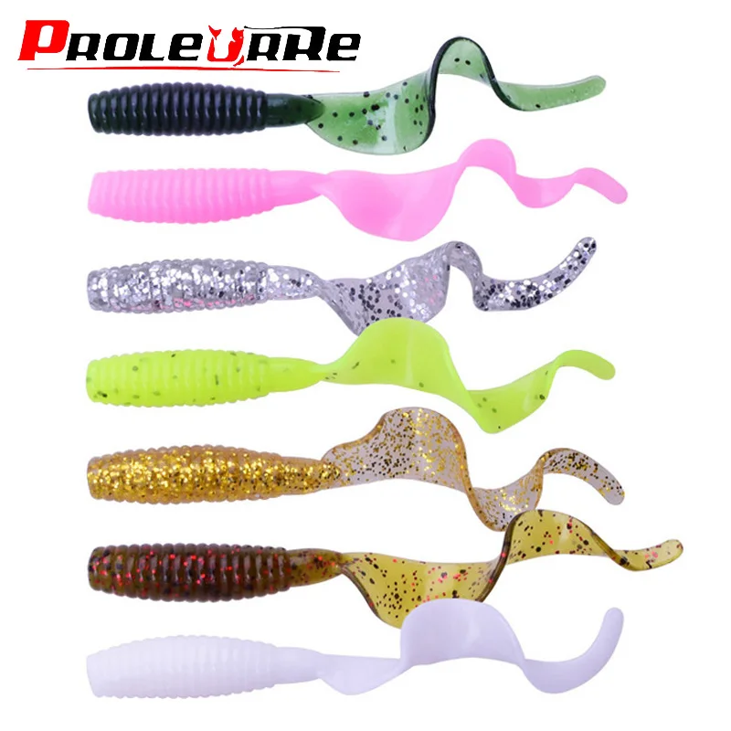 5PCS Long Tail Worm Soft Lures Swimbaits 60mm 1.8g Jig Wobblers Tackle Smell With Salt Silicone Artificial Bait Bass Carp Pesca