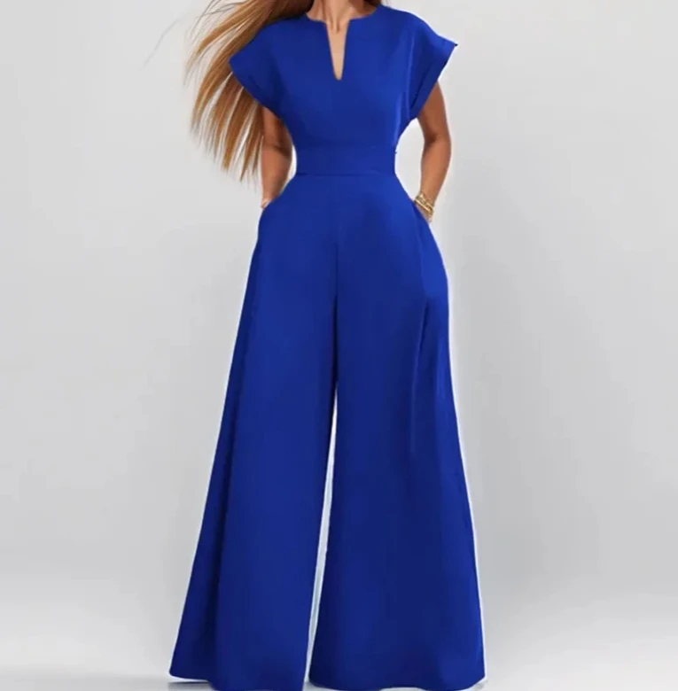 رومبير نسائي ربيعي جديد أنيق فضفاض أسود واسع الساق مقاس واحد يناسب الجميع ياقة قصيرة الأكمام لون نقي