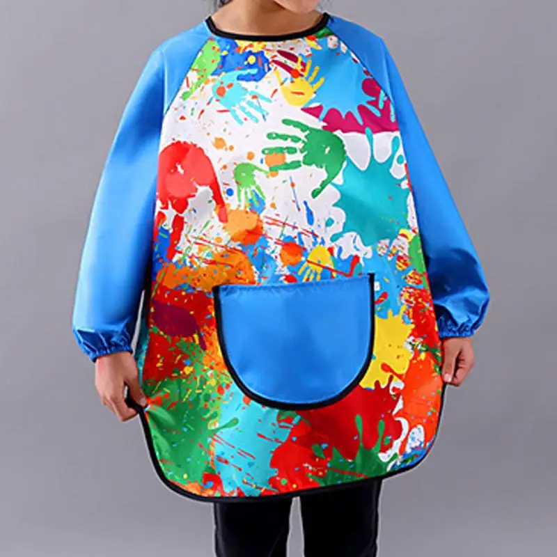 Children Art Aprons Waterproof Children's Art Aprons Graffiti Design Toddler Smock Apron For Painting Writing Cooking Water Play