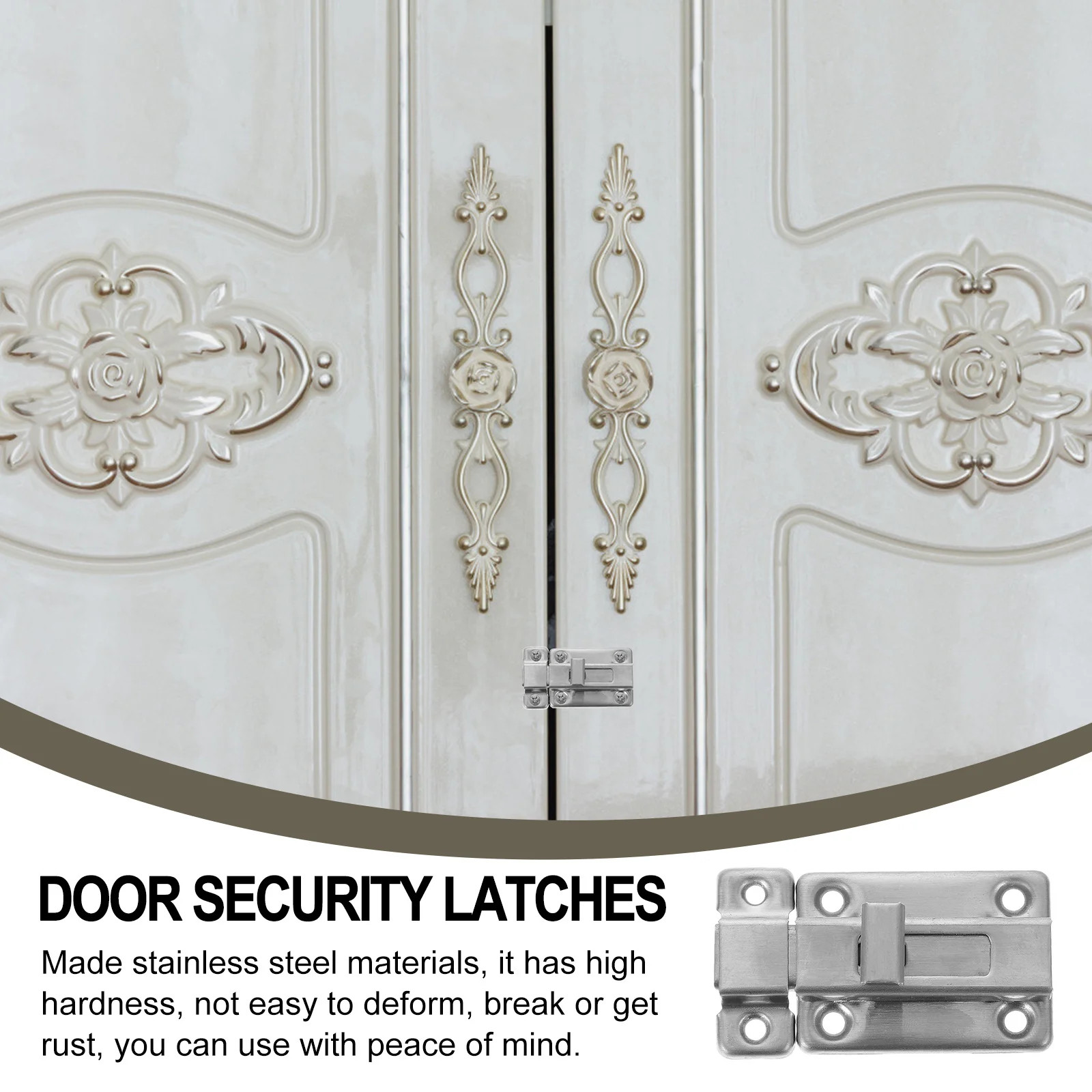 

2 set Double Ended Door Latch Stainless Steel Sliding Lock For Bedroom Bathroom Kitchen Balcony Window Door Side Bolt Latch