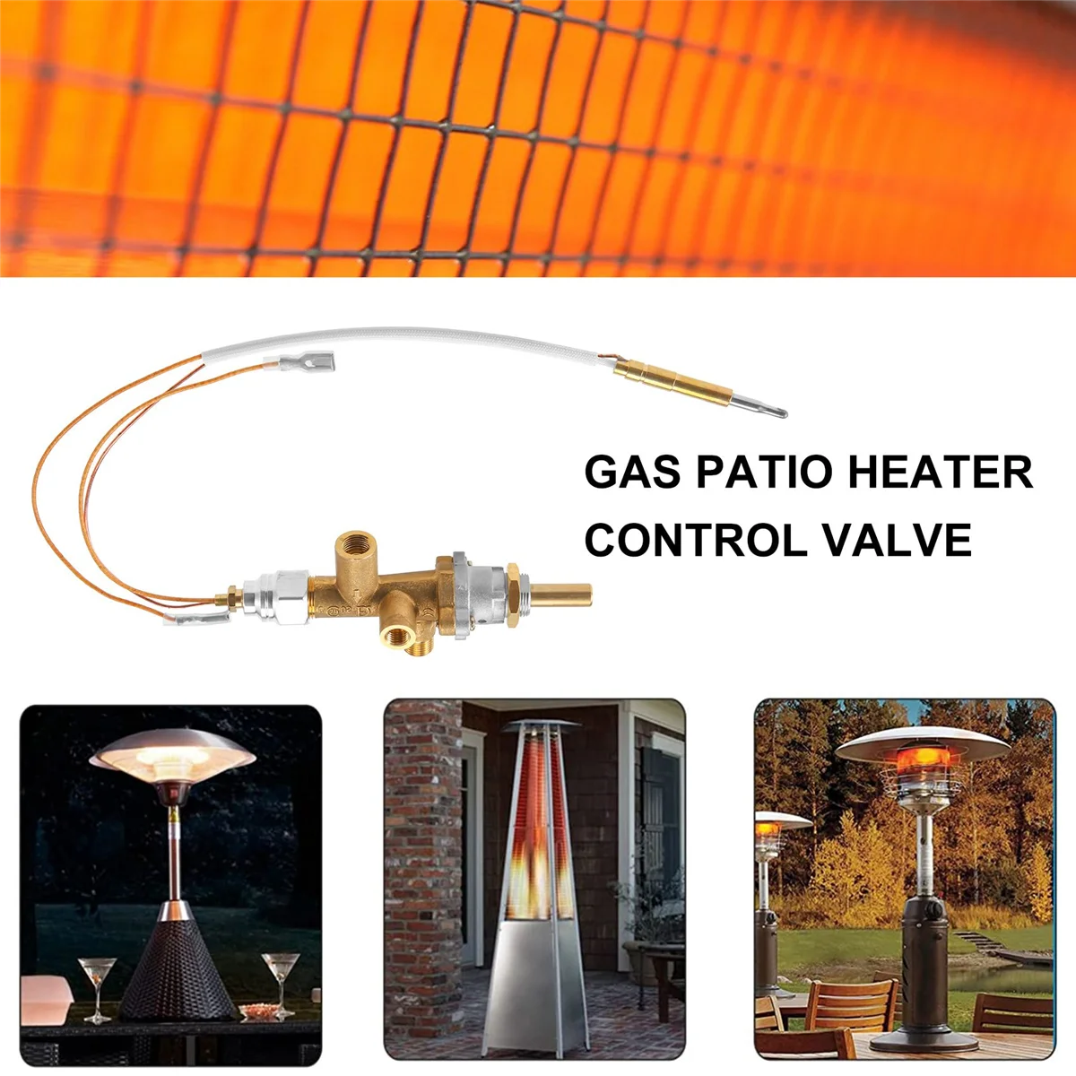 Gas Patio Heater Control Valve Thermocouple Sensor Dump Switch Knob Propane Lpg Fire Pit Control Safety Pilot Port Set