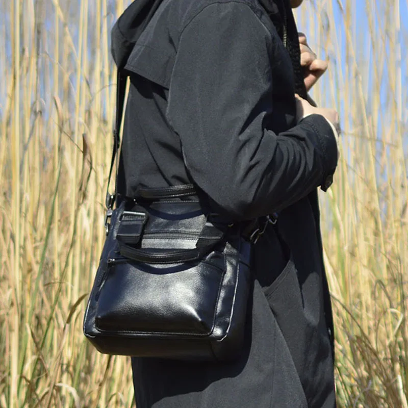 حقيبة يد رجالية من الجلد المدبوغ بالخضراوات من AETOO حقيبة صغيرة عمودية للأعمال غير رسمية بكتف واحد مائلة طبقة علوية من جلد البقر للرجال