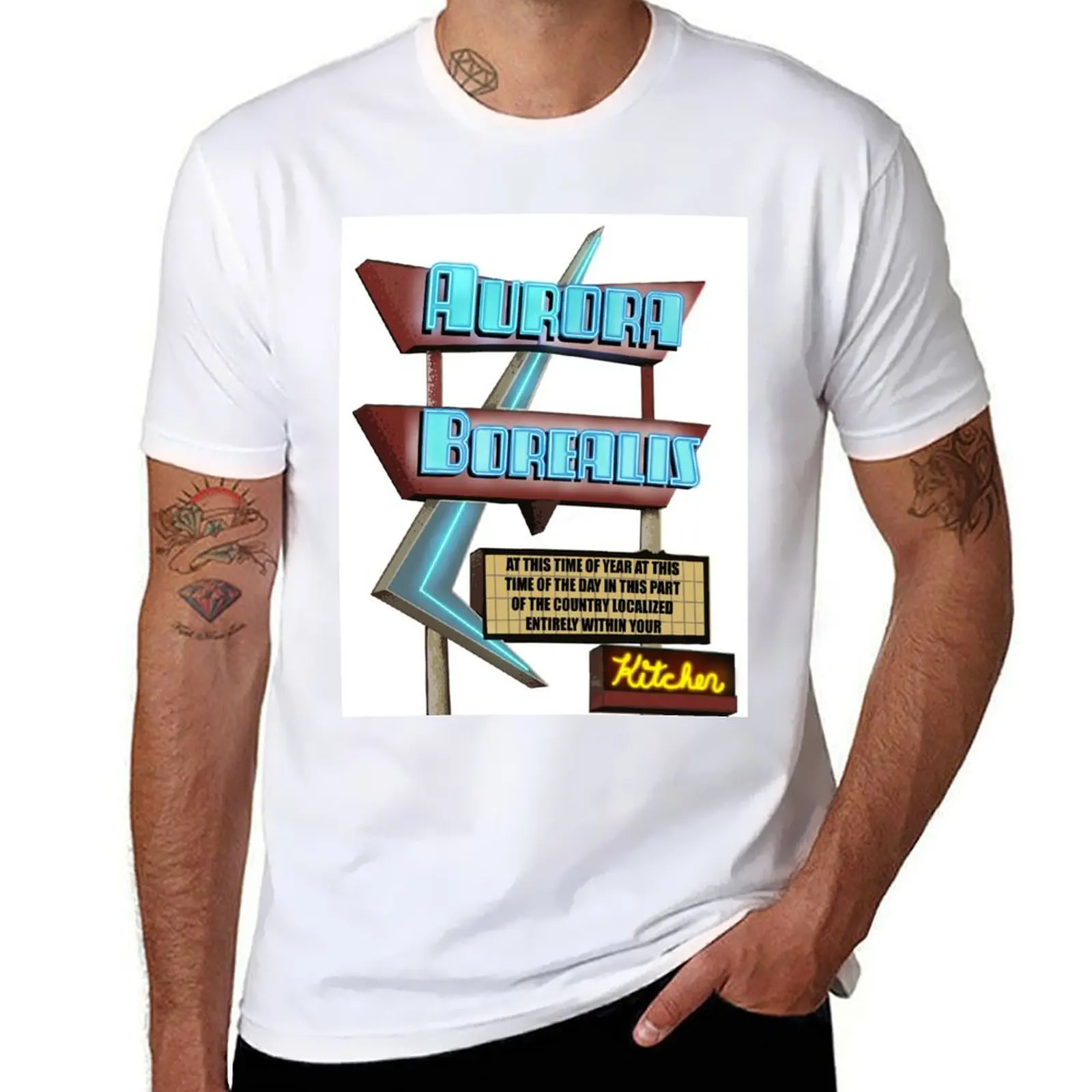 

Aurora Borealis Diner T-Shirt t shirt man cotton cotton t shirts high quality T-Shirt