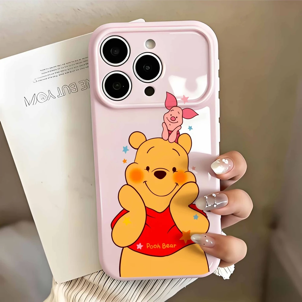 Pooh Bear And Piglet Disney For Apple iPhone 17 16 15 14 13 12 Mini 11 Pro Max Bubble Heart Cover Funda Silicone Soft Phone Case view 3