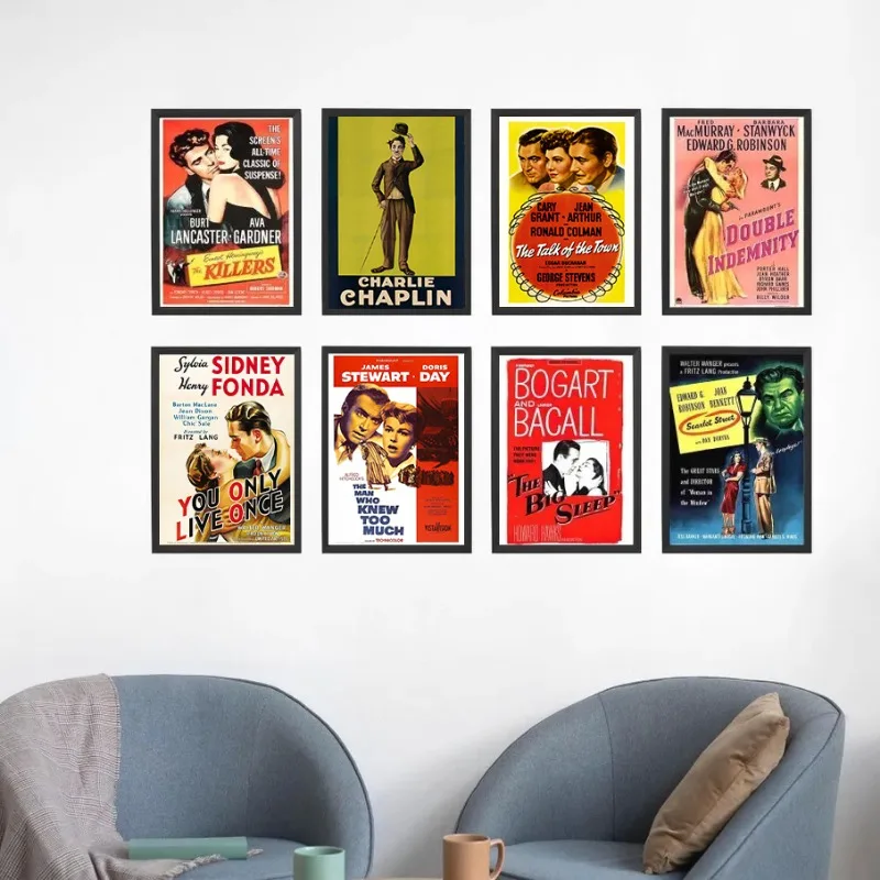 Vintage American Classic Love Movie Collection Poster Hitchcock Thriller Film Canvas Painting Wall Art Cinema Room Home Decor