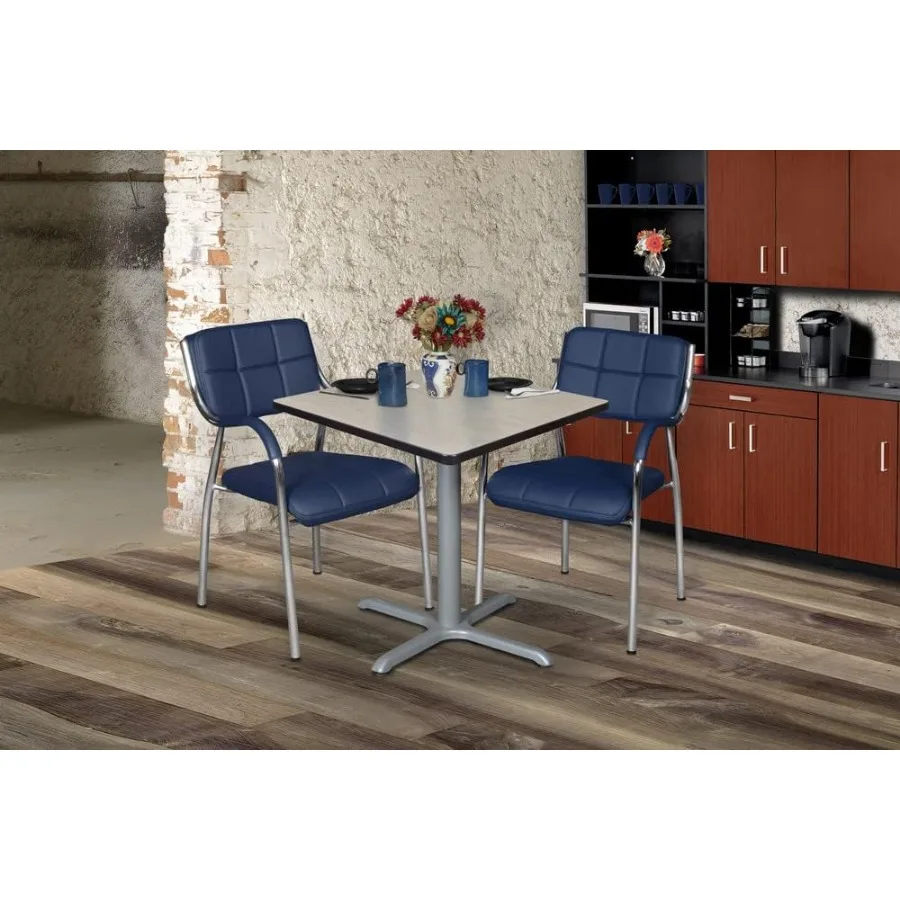 Cain 30 in. Small Square X-Base Breakroom Table- Maple Top, Grey Legs
