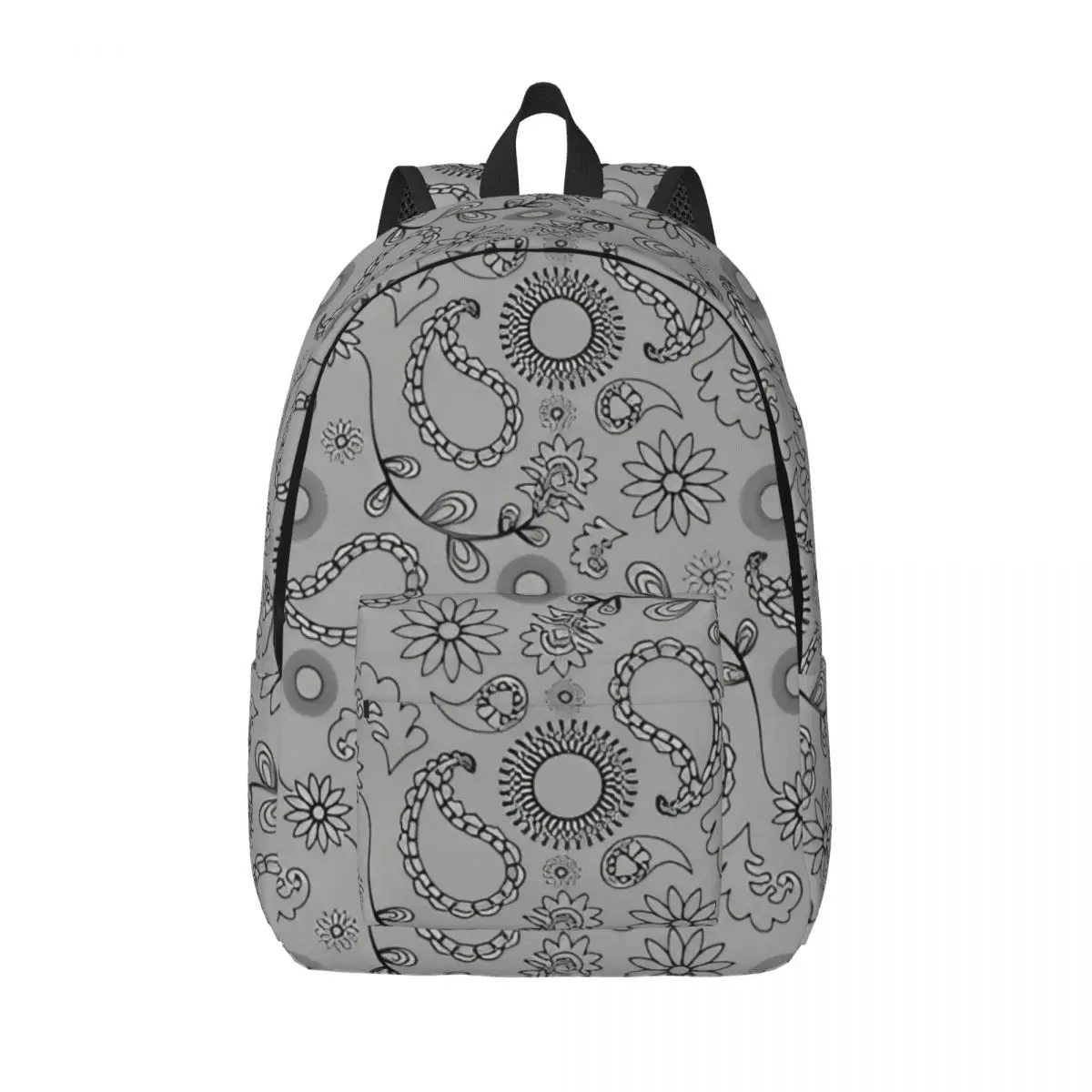 

Paisley Floral Design Light Grey Backpack for Men Women Casual Student Hiking Travel Daypack College Canvas Bags Outdoor