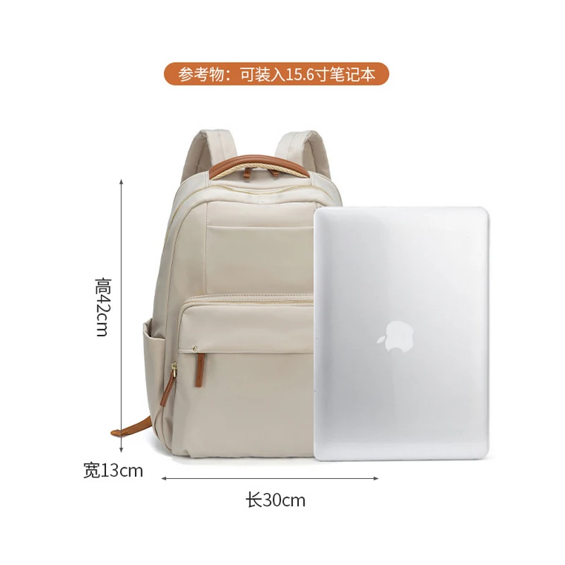 Mochilas de luxo para laptop para mulheres, tamanho 15.6 ", bolsa para notebook, grande espaço de cabine, bolsa de viagem para mulheres, bolso grande com zíper