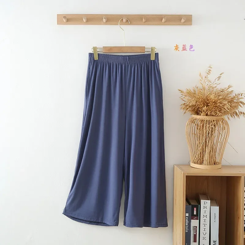 2025 New Summer Women's New Product Ladies Capris All Cotton Wide Leg Pants Ice Silk Casual Capris Home Pants Shorts Comfortable