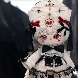 20cm Anime Plush Doll Clothes Church Nun Dress Detachable Bow Collar Cross Accessories Dress Shoe Set Back School Birthday Gift