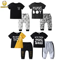 2023 nuovi vestiti estivi per neonato Set magliette a maniche corte t-shirt e Patchwork di moda/pantaloni con foro strappato abiti per bambini