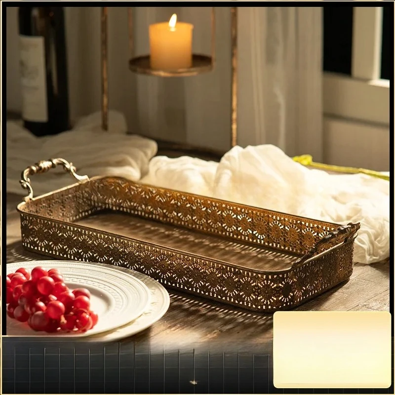 RB-6 American Retro Vintage Iron Tray Homestay Living Room Coffee Table Decoration Fruit Basket Ornament