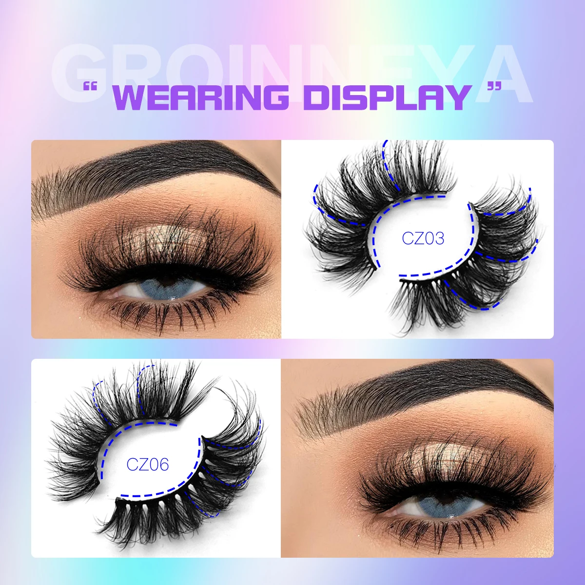 GROINNEYA Lashes Mink Fluffy 5/7 Pairs Eyelashes Long Lasting Wispy Natural Lashes Dramatic Volume lashes Extension Thick Long