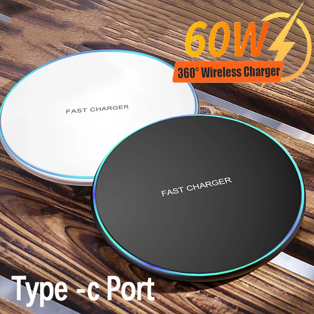 2024 New 60W Wireless Charger for iPhone 15 14 13 12 X XR XS Max 8 for Samsung S24 S23 S22 S10 S20 Note10 20 Xiaomi Huawei Phone