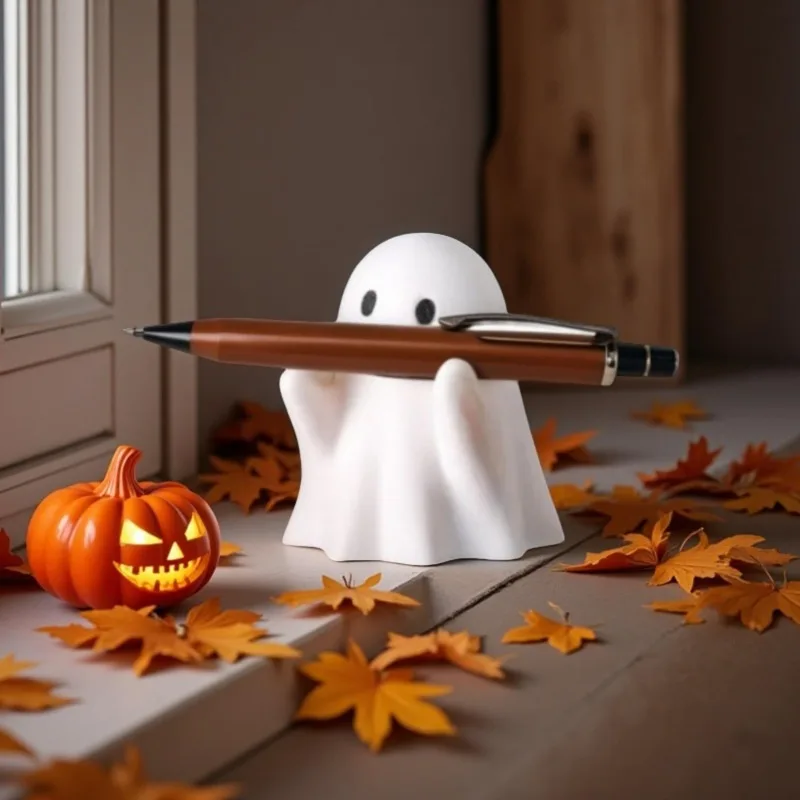 Niedlicher Geister-Stifthalter aus Kunstharz, Schreibtisch-Organizer für Büro und Zuhause, Halloween-Dekoration, kreatives Geschenk, lustiger Schreibwarenständer, Studie