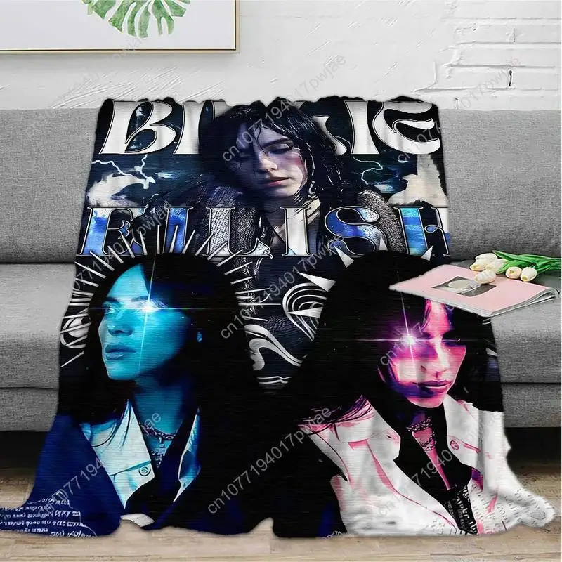 Bille Eilish Themed Soft Flannel Blanket - Vibrant All-Season Comfort for Sofa Bed Car Office Ideal Winter Decor Custom blankets