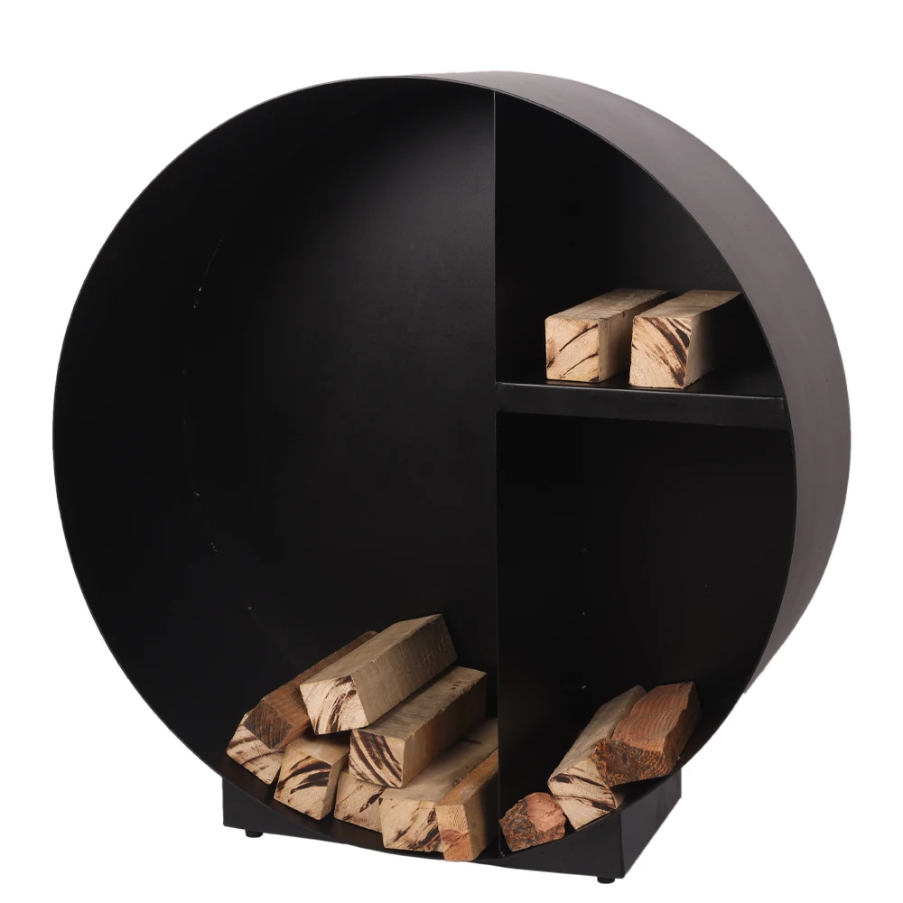 

New Features Deep Indoor And Outdoor Firewood Storage Box Black Modern Firewood Storage For Indoor And Outdoor