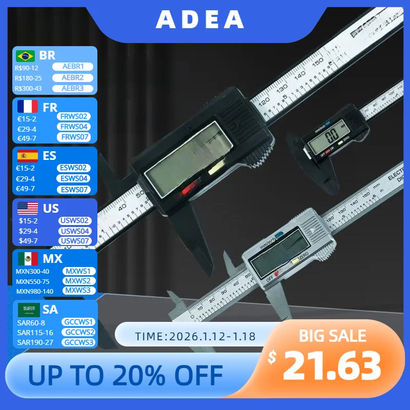 

Электронный цифровой штангенциркуль 150 мм, пластиковый корпус, для измерения ювелирных изделий и рукоделия