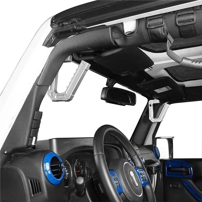 ABOU-For Jeep JK Wrangler 07-18 Aluminum Front Grab Handle Pair- Grip Bar For Sport Sahara Rubicon 2/4 Door