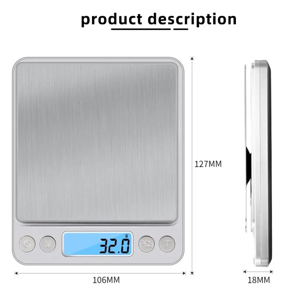 3Kg/500G 0.01g Digital Kitchen Scale Precision Pocket Scales for Jewelry Weighing Food Coffee Measuring Tool with LCD Electronic