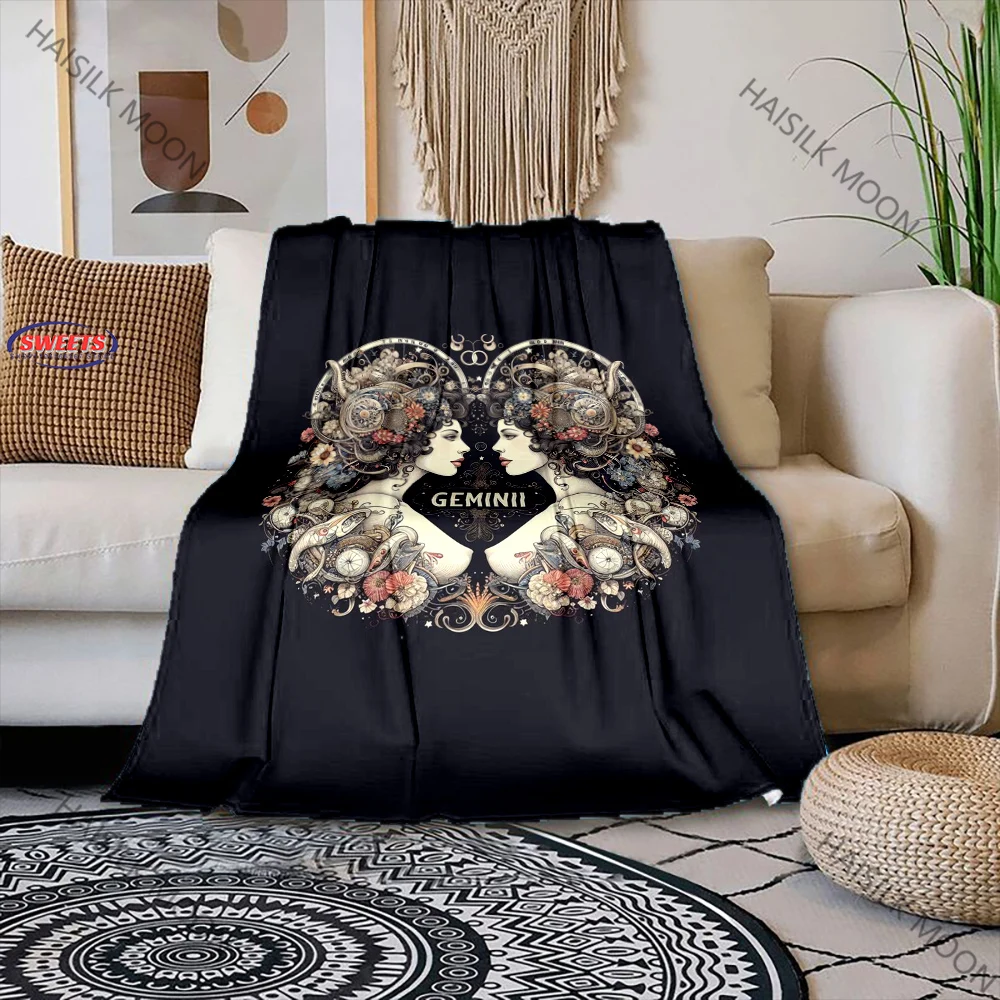 Zodiac Theme Gemini Pattern Printed Blanket,  Blanket for Kids and Adult All Seasons,Soft Blanket for Home Couch Sofa Bed Decor