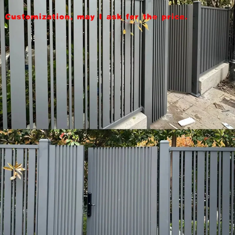 custom.Garden Outdoor Privacy Driveway Flat Gate Aluminum Fence Single Double Sliding Door Fence Panel