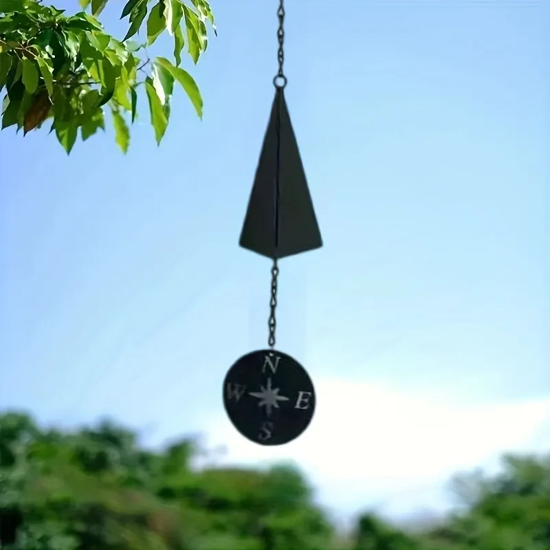 1 creative triangular wind chime pendant, courtyard bell decoration, home garden metal wind chime pendant decoration