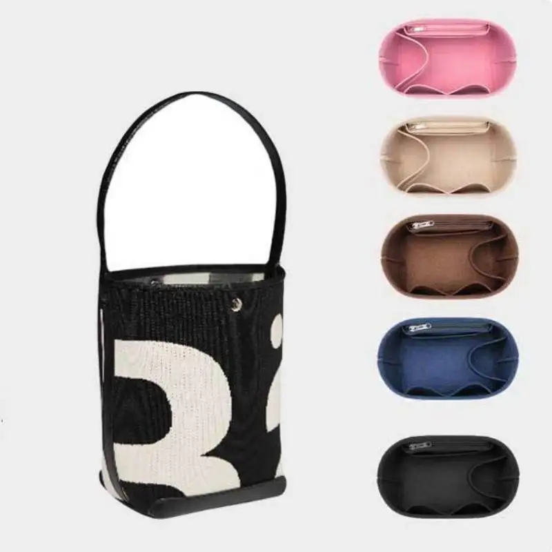 1PC Insert Bag Purse Organizer Insert For Handbags Felt Bag Insert Dividers With Multi-pockets,Fit Long Backpack/Bucket Bag