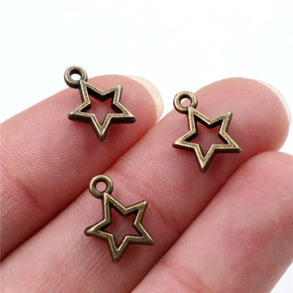 12x9mm 100pcs Antique Silver Plated and Bronze Plated Five-Pointed Star Style Handmade Charms Pendant:DIY for bracelet necklace