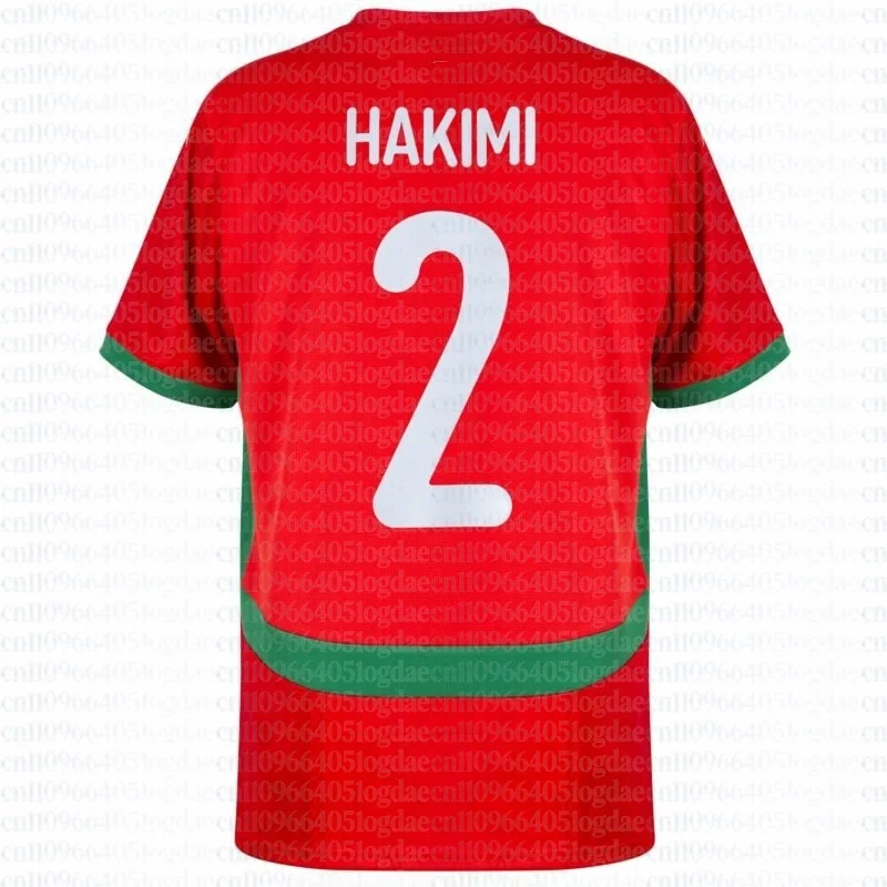 Morocco Home Hakimi No.2 Jersey 2025-2026 Same Style Football Training Uniform, Breathable Top for Adults and Children Autumn