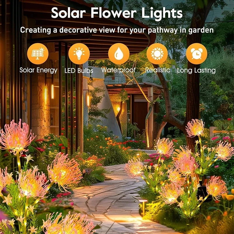 Solar Flower Lights Outdoor Waterproof Solar Garden Lighting for Garden Pathway Courtyard Wedding Party Christmas Decoartion