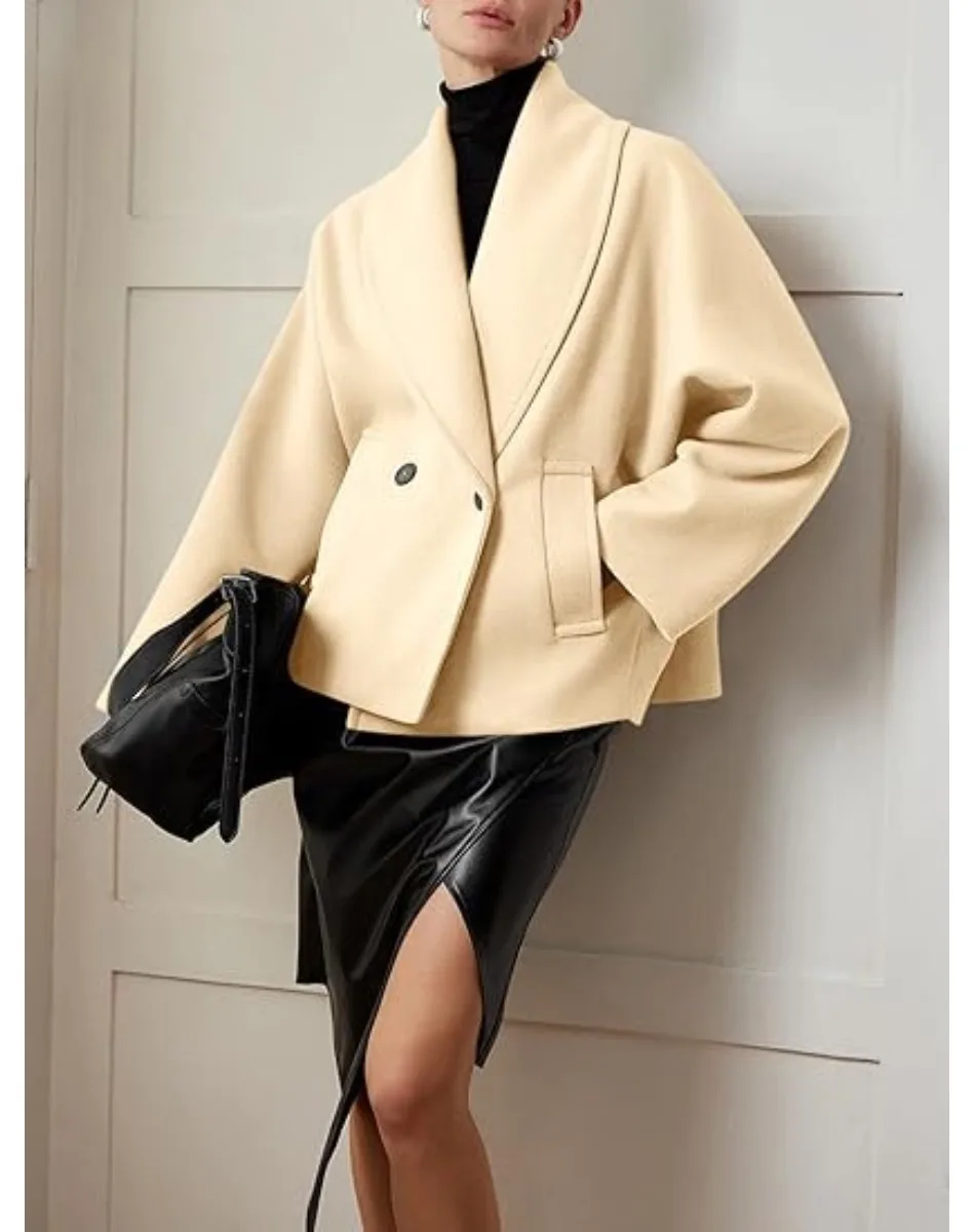 

Jacket lapel double-breasted coat European and American autumn and winter small man coat high-end