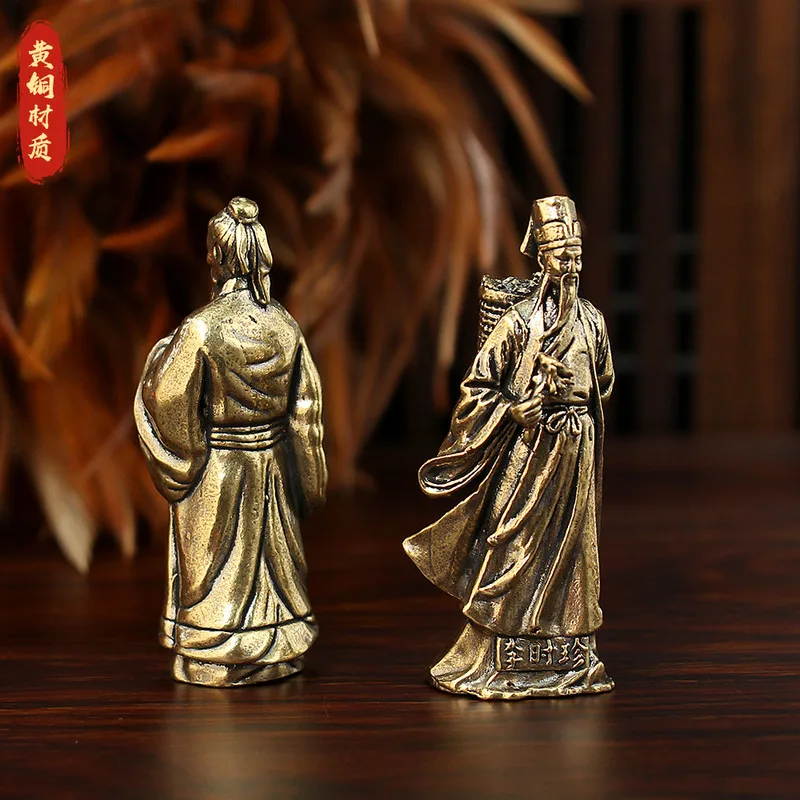 Brass figurines of legendary physician Li Shizhen and the divine healer Hua Tuo, depicting historical figures from ancient t