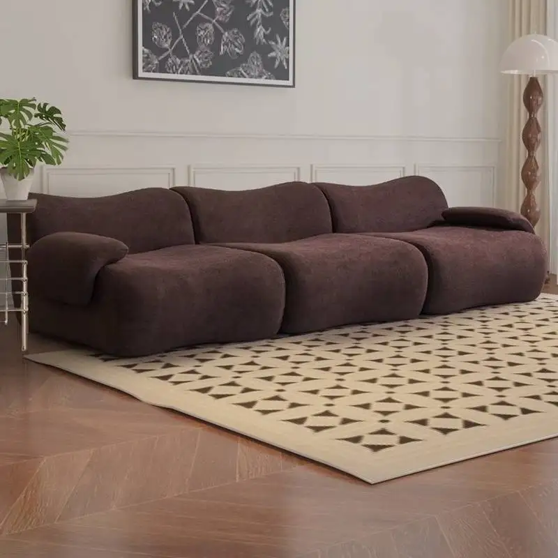 

Design Brown European Sofas Large 3 Seater Armrest Recliner Living Room Sofas Compressed Lounges Divano Compresso Home Furniture